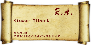 Rieder Albert névjegykártya